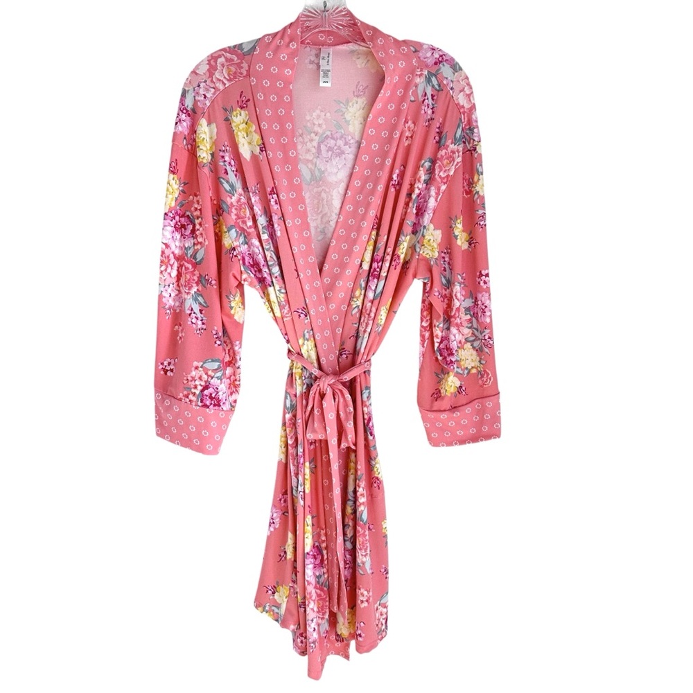 Flora Nikrooz Pink Floral Print Robe Size Large